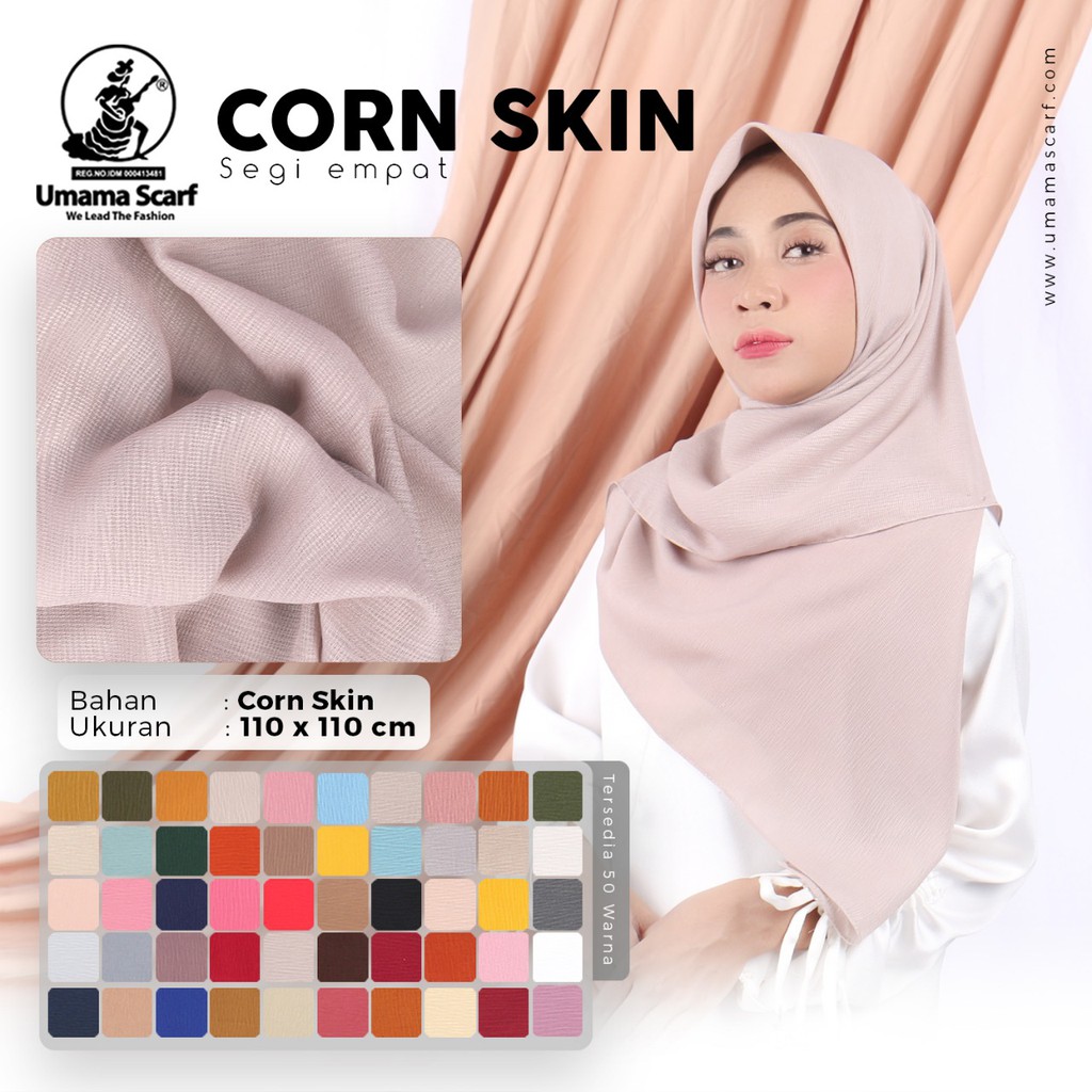 Grosir 10 Pcs Hijab Segi Empat Corn Skin Motif Polos Bahan Corn Skin - By Umama