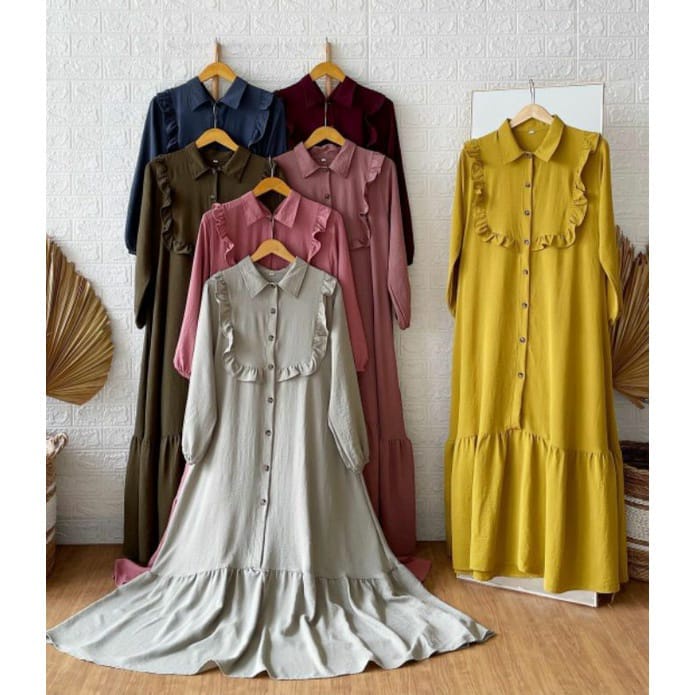 MARISKA DRESS / DRESS MUSLIM WANITA / MIDI DRESS TERBARU / PAKAIAN MUSLIM WANITA / DRESS MUSLIM / PAKAIAN MUSLIM KEKINIAN