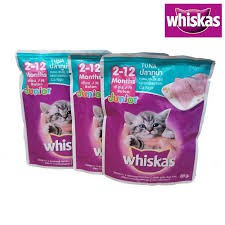 whiskas pouch Junior Tuna &amp; Makarel 85gr 1 dus isi 24 sachet Makanan Kucing Basah