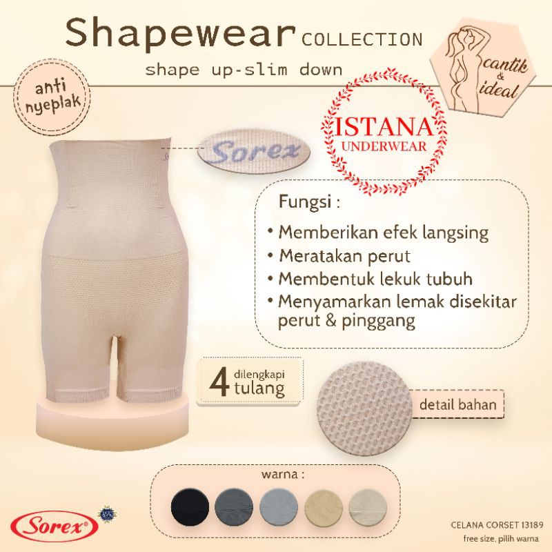 Panty Shapewear Sorex 13189 / celana shot korset pelangsing Sorex / korset sorex pasca melahirkan