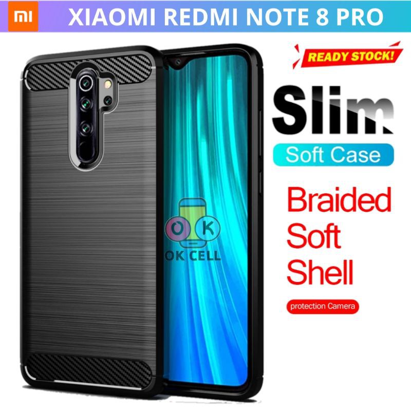 Softcase Slim Carbon Fiber Hitam Xiaomi Redmi Note 8 Pro - Case Casing Redmi Note 8pro Back Cover