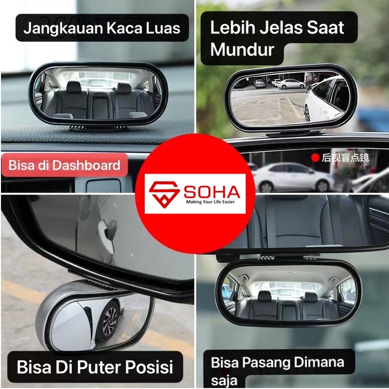 AM-20 Kaca Spion Car Wide View Blind Spot Mirror Universal Semua Mobil Hasil Jernih Tambahan Spion Mobil Cermin Asli safety Sudut Lebar ACP-103