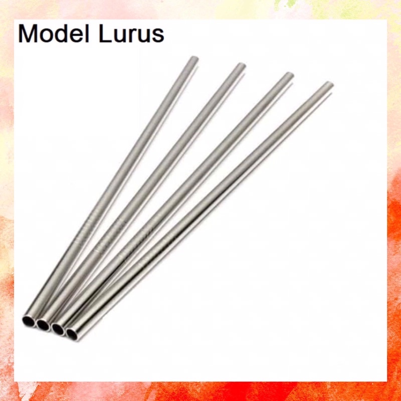 PAKET SEDOTAN STAINLESS BESI + SIKAT SEDOTAN LURUS STRAW ANTI KARAT