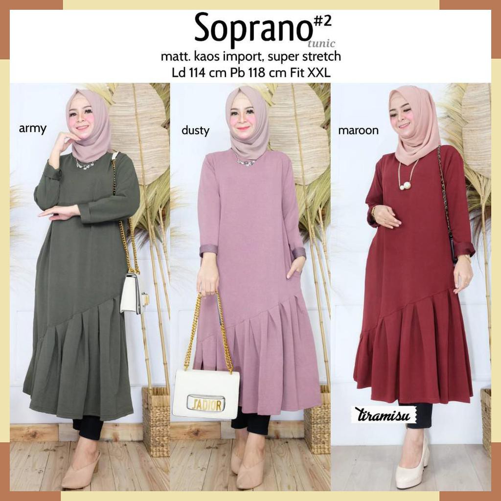 SOPRANO LONG TUNIK. ATASAN FASHION MUSLIM WANITA. BY TIRAMISU