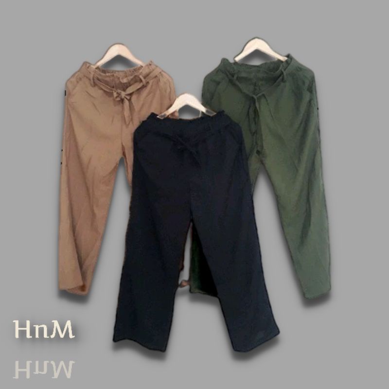 KULOT HNM ORIGINAL Celana panjang wanita / Celana Kulot wanita original polos tali pinggang wide leg