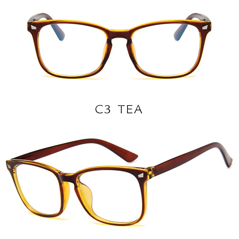 (YUZHU) Bayar di Tempat Korean Design Retro Square Kacamata Wanita/Pria Lensa Replaceable Eyeglasses