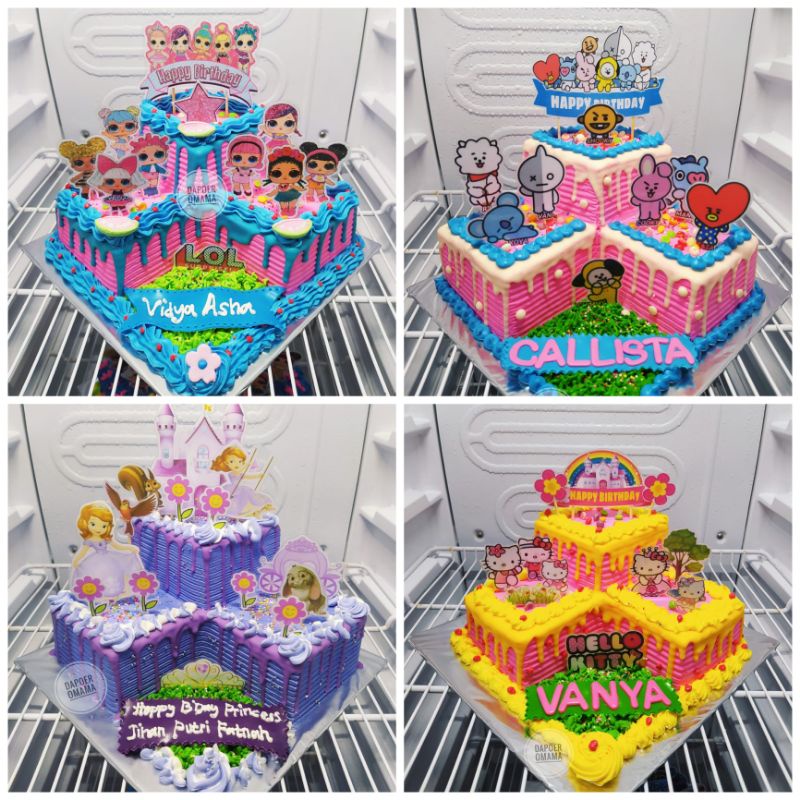 Kue Ulang Tahun Semi Tingkat / Cake Sudut Custom