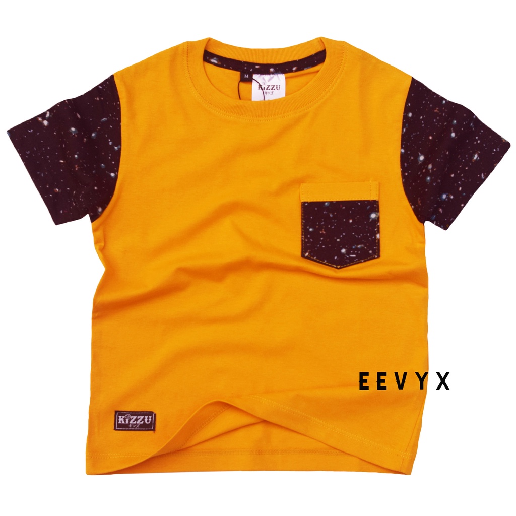 Kizzu Baju Kaos Distro Anak Laki Laki Umur 1-12 Tahun Bahan Cotton - Galaxy Mustard - Eevyx Store