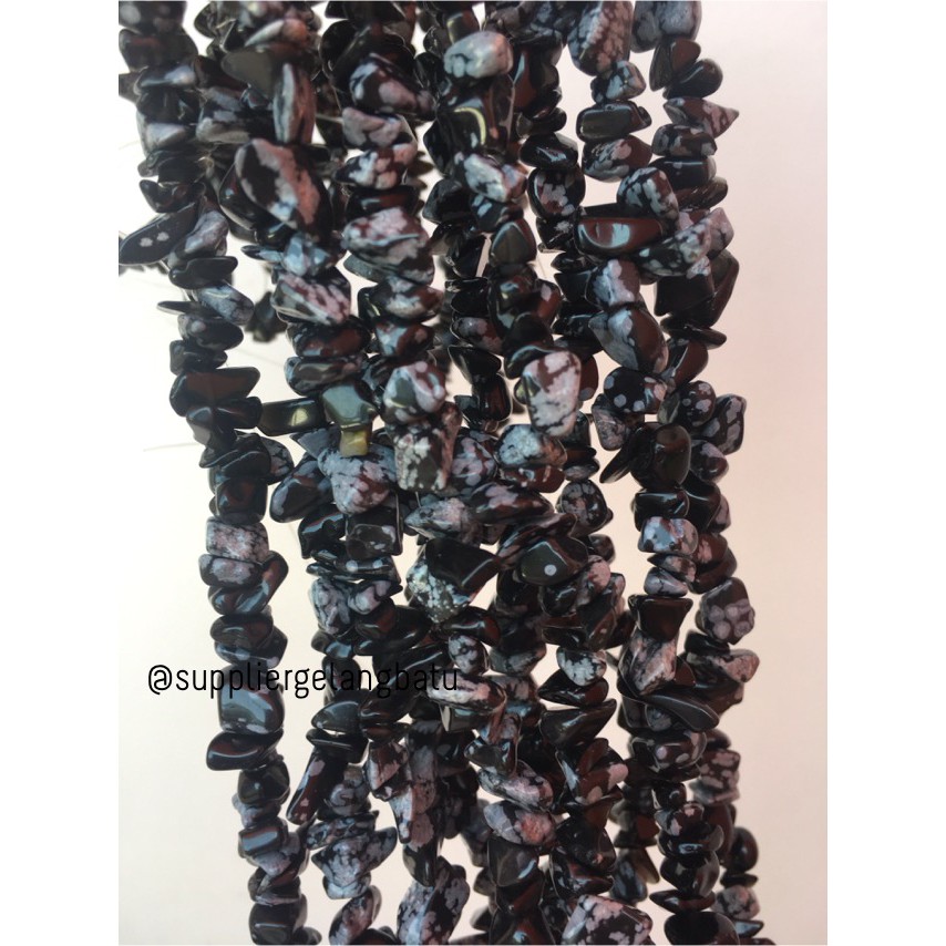 kerikil Batu alam obsidian snowflake dalmantion 1cm agate premium blk aksesoris bahan supplier craft