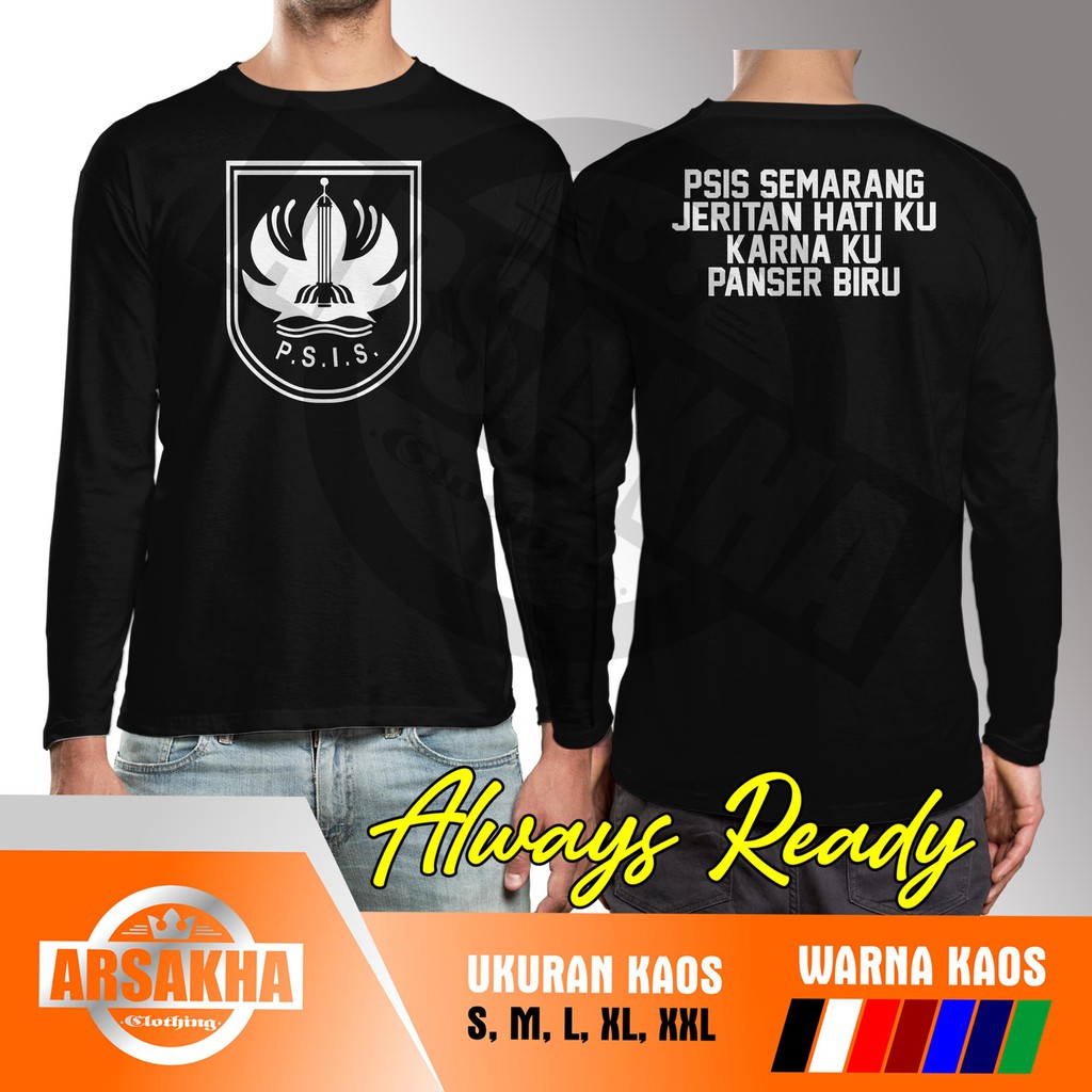 Kaos Lengan Panjang Suporter PSIS Semarang Panser Biru  Baju Distro Katun Combed 30s by Arsakha Clot