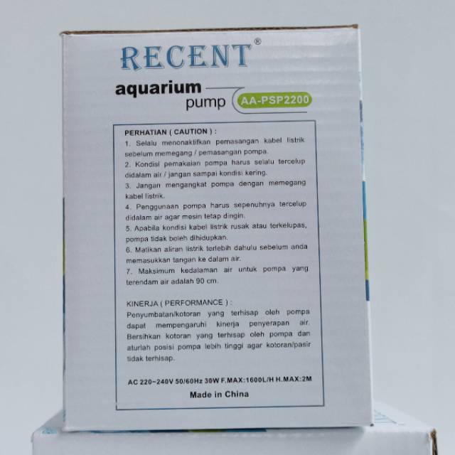 Pompa Air Celup Aquarium RECENT AA- PSP 2200 mesin power head filter kolam-hidroponik-waterfall water Pump Submersible Pump