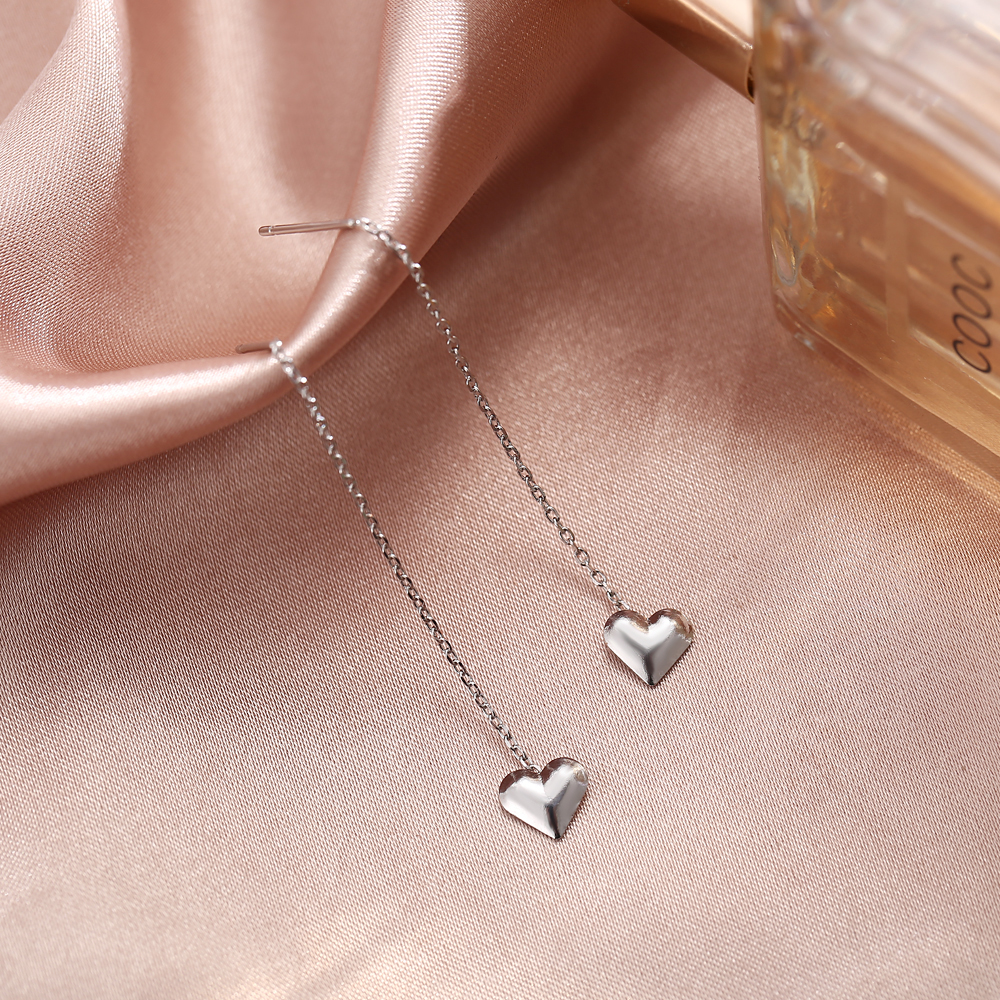 AY(CN) Anting Bentuk Hati Warna Emas Dan Silver Gaya Korea Untuk Wanita