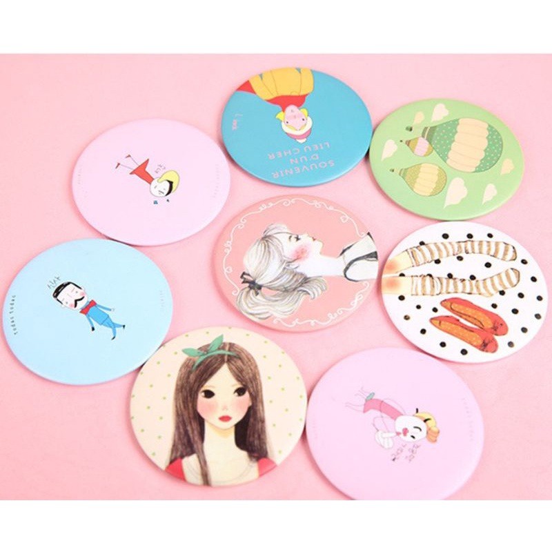 CC (ACC08) Cermin Bulat Cermin Saku Kecil Lucu Kaca Make Up Korea