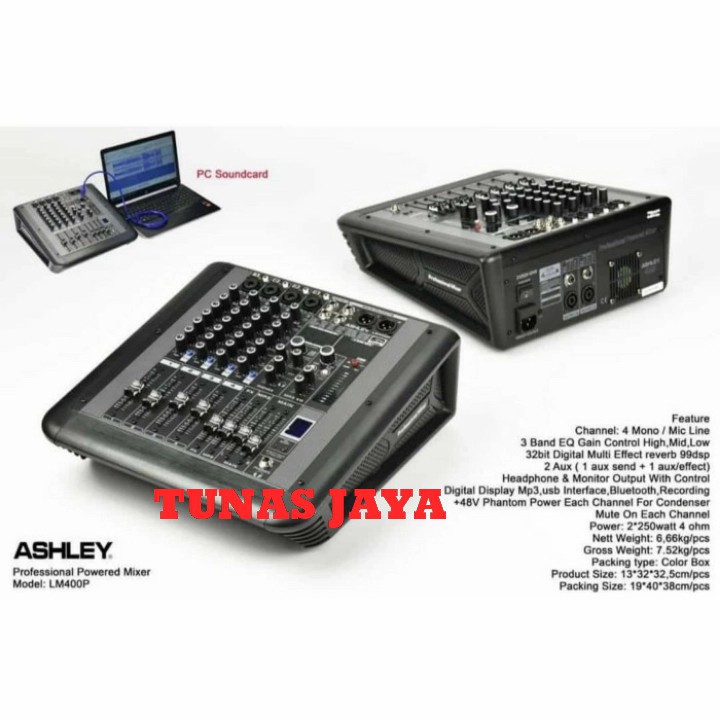 POWER MIXER ASHLEY LM400P - ASHLEY LM-400P - LM 400P ORIGINAL 4 CHANNEL