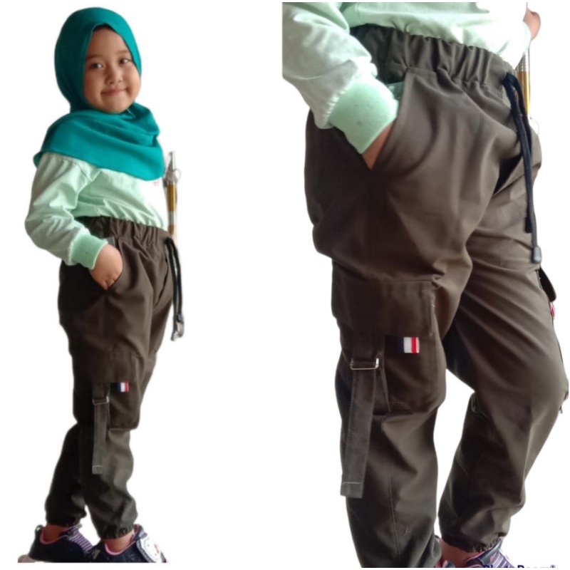 Celana panjang anak perempuan Jogger cargo 1-12 Tahun celana chinos anak perempuan