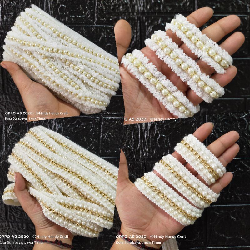 Renda Serut Mutiara per yard - Renda Serut - Renda Mutiara - Renda Tawon