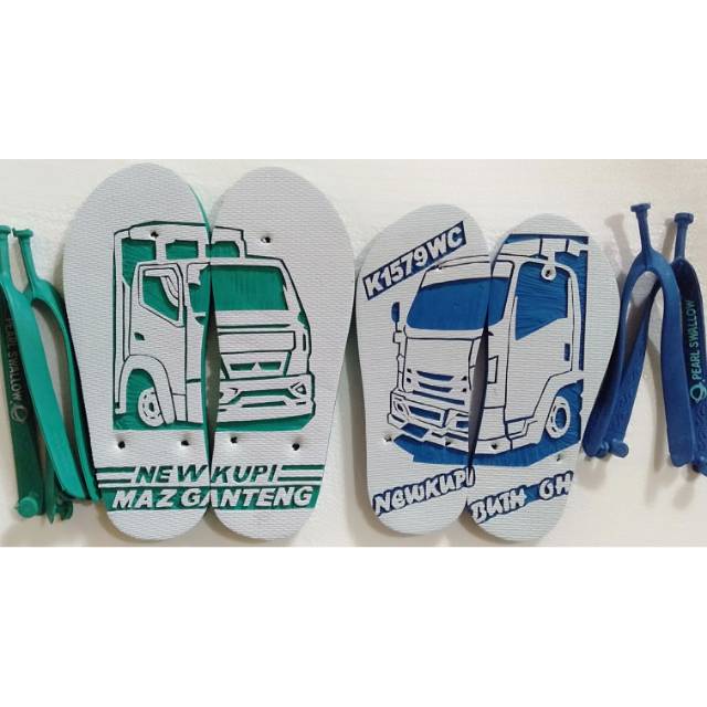 Sandal Ukir Truk Elf Canter Bisa Custom Gambar Suka Sandal Jepit Nama Shopee Indonesia