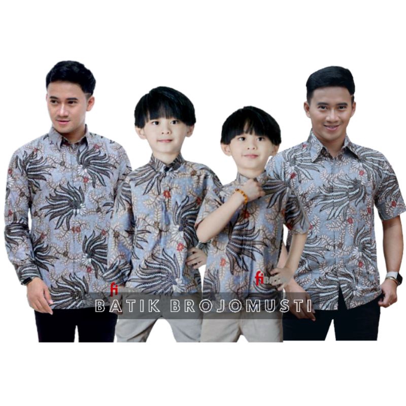 Nivana - Batik Couple Ayah Anak MANGGAR Sogan Hem Kemeja Sarimbit Keluarga Modern Seragam