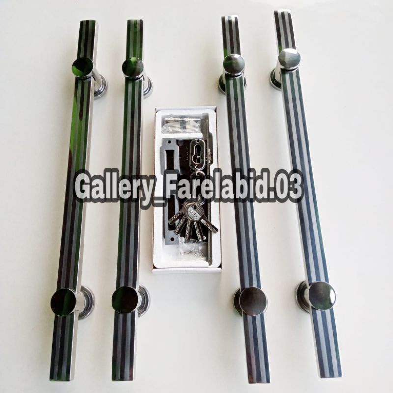 Full Set Handle Pintu Rumah Stainless Steel 60 Cm Set Body Kunci Gagang Pintu Rumah Modern 45 Cm Set Bodi Pelor Pegangan Pintu Kupu Tarung Besar 33 Cm Tarikan Pintu Rumah Utama Minimalis