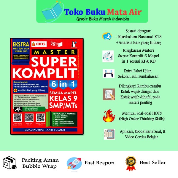 

ORIGINAL BEST SELLER MASTER SUPER KOMPLIT 6IN1 SEMUA MAPEL KELAS 9 SMP/MTs - EDU PENGUIN