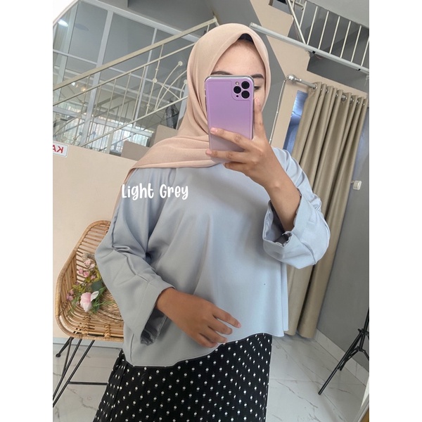 daniella crop top // atasan lucu // baju atasan wanita // luna crop top // stacy crop top-Ligh grey