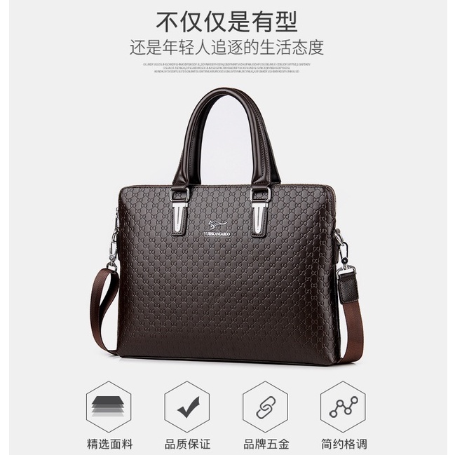 [ORIGINAL] Yueskangaroo Tas Kerja Pria dan Wanita Kulit Laptop 14 Inch Business Shoulder Handbag Import