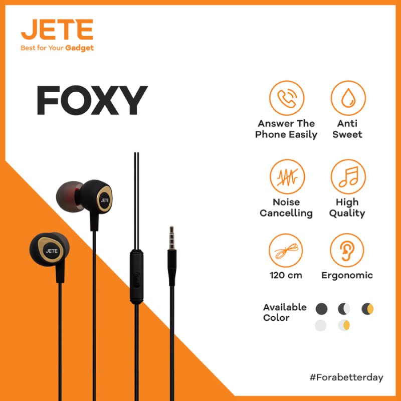 EARPONE L HANDSFREE L HEADSET IN-EAR HIGH PREFORMANCE JETE FOXY ORIGINAL