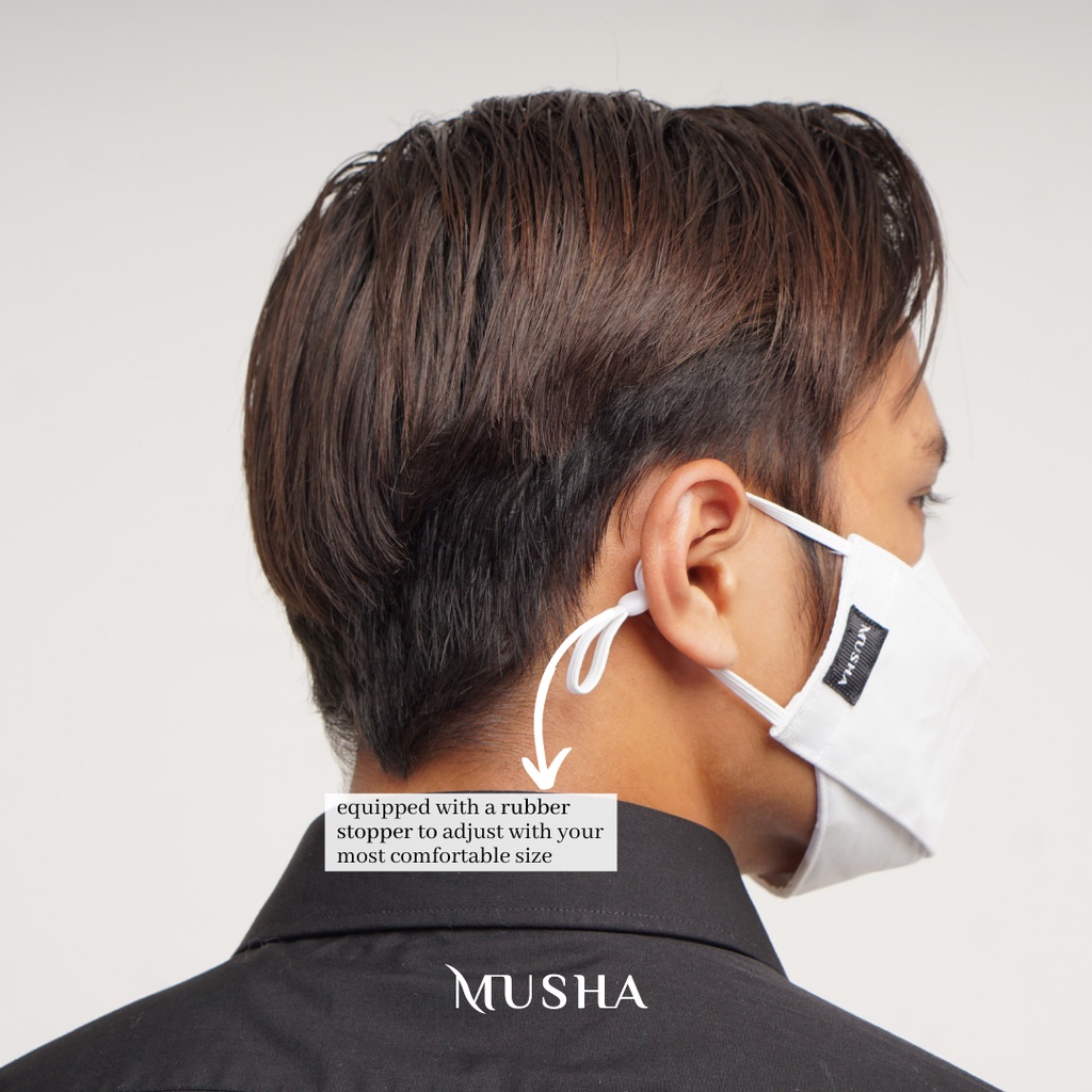 MUSHA 3D Mask - Broken white | Masker Kain Earloop