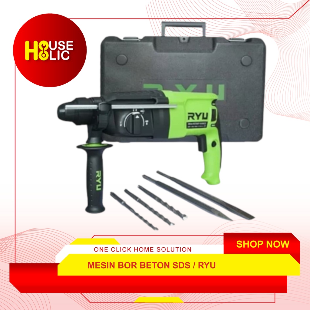 RYU Mesin Bor Beton Bobok RRH-26 SDS Plus Rotary Hammer Drill