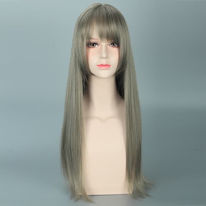 LOL-33 wig rambut palsu lolita cosplay harajuku daily ash gray linen