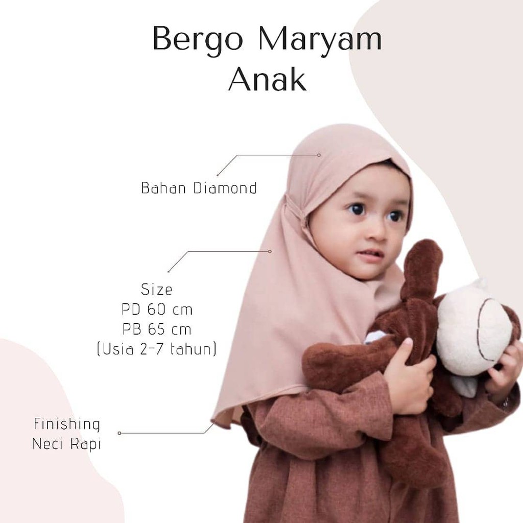 BERGO ANAK JERSEY BERGO MARYAM ANAK KHIMAR INSTANT ANAK DIAMOND KHIMAR TALI PREMIUM QUALITY-8