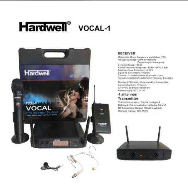 Mic wireless hardwell vocal-1 mic pegang +jepit .headset