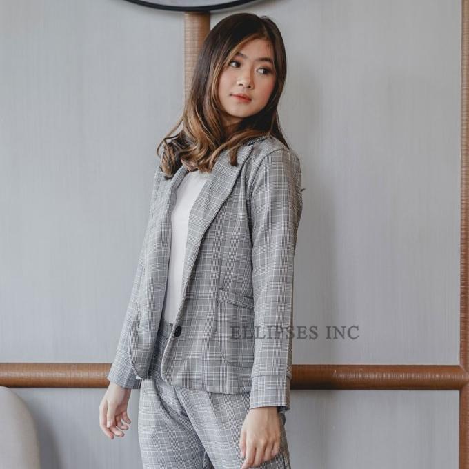 Set Blazer Kerja / Madison Blazer & Sa Ha Plaid Skirt - ELLIPSES.INC