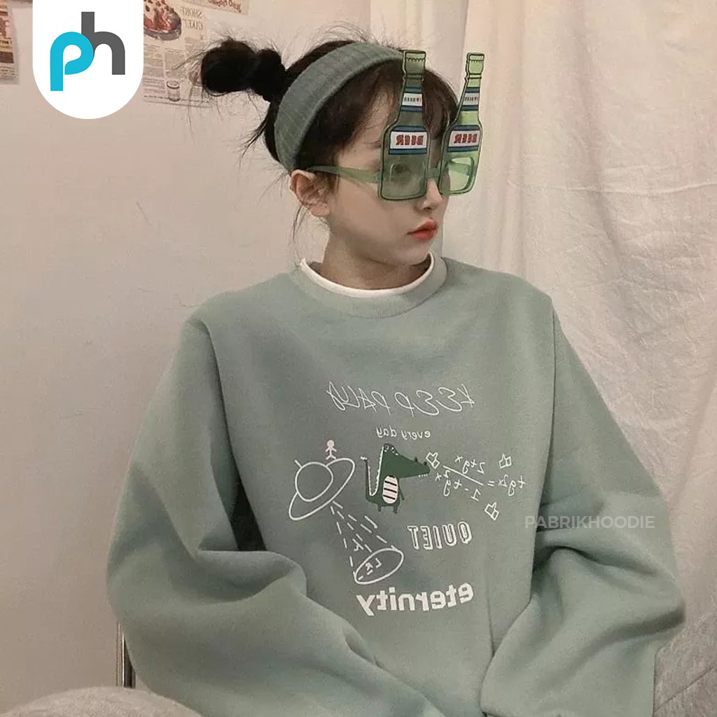 PABRIKHOODIE- BASIC SWEATER  ETERNITY DINO SIZE M-XXL (SABLON) {PRIA &amp; WANITA}