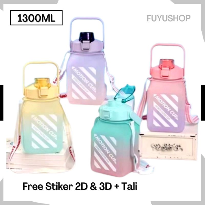 BOTOL MINUM 1,3 LITER BOTOL WADAH TEMPAT MINUM KOREA ANAK TK SD MOTIVASI GRADASI PELANGI GEMOY VIRAL