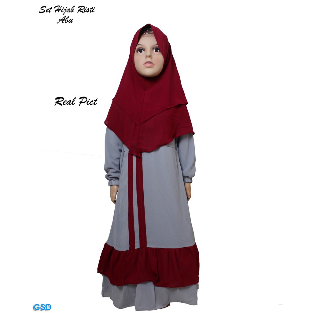 Hijab Risti/ Fashion Anak Muslim Terbaru/ Gamis Anak Murah/Baju Anak Dapat Hijab/ Baju Harian Anak