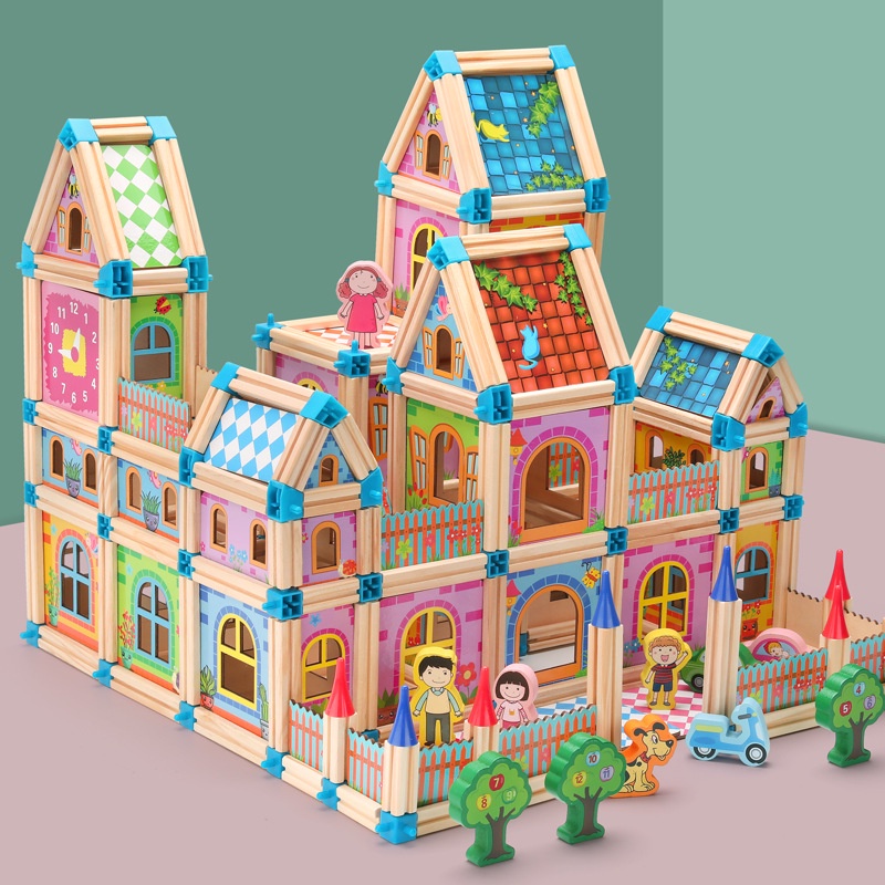 DIY Architecture Wooden house 268 SET mainan kontruksi anak