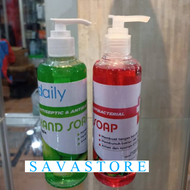 50 PCS SABUN CUCI TANGAN CAIR DAILY HAND SOAP ANTISEPTIC BACTERIAL 250ml AROMA STRAWBERRY APEL-PAKET
