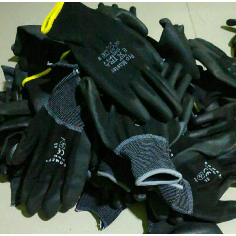 1 lusin sarung tangan safety hitam Lapis karet 12 pasang (24 pcs) GRPSIR