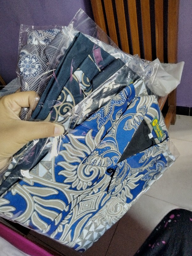 Kemeja Batik Modern Banyu Biru Ful Furing Katun Halus Premium Size Lengkap