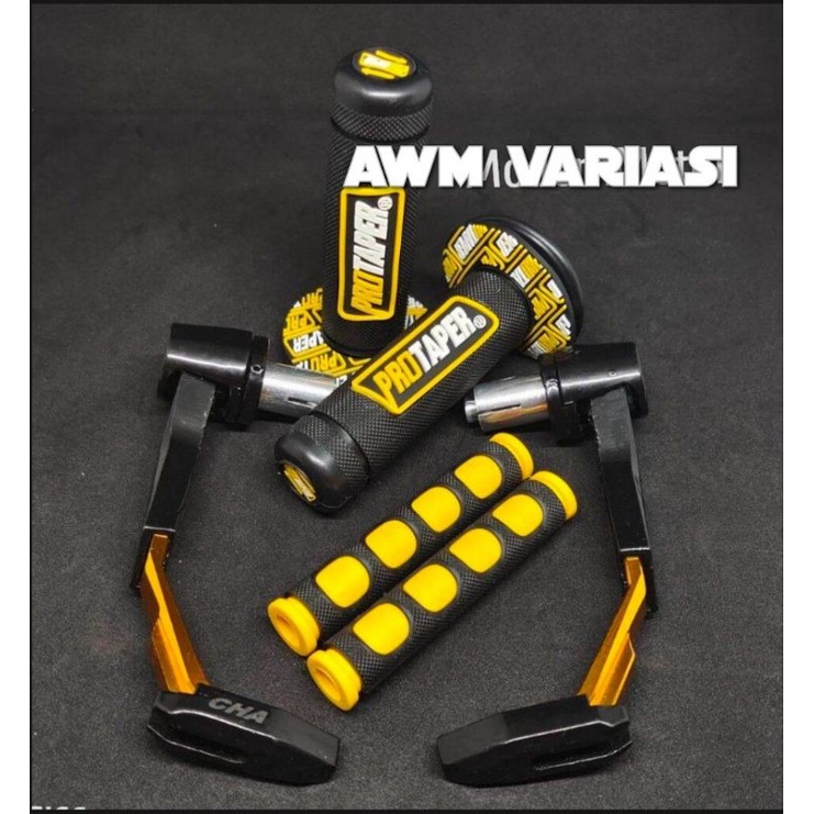 PAKET ACC STANG proguard robot + handgrip Protaper + karet handle 3in1 uivesal bisa buat semua motor