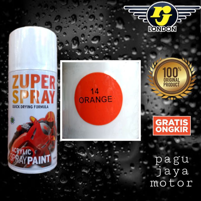 Pilok pilox warna orange jingga 150cc zuper spray cat semprot spray paint untuk cat kayu besi plastikmotor mobil sepeda