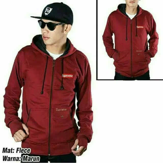 JAKET SUPREME ZIPPER FINGER PRIA - JAKET SUPREME - JAKET PRIA - JAKET DISTRO - OVERSIZE