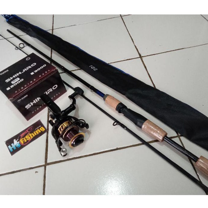 pancing 1set reel Fugu Shinjiro 1000, joran Carbon Taffsport 180cm