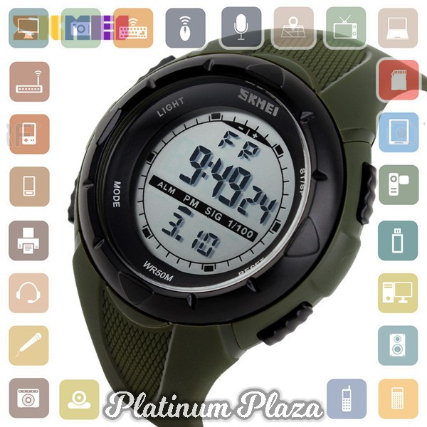 SKMEI Children Sport LED Watch Water Resistant 50m - DG1074 - Army Green`62OYYQ-