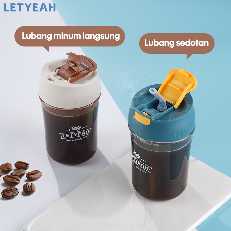 letyeah Botol minum 400ml anti bocor tumpah /botol minum kopi portable tahan panas /botol minum anak sedotan lucu /coffe cup/tumbler kopi