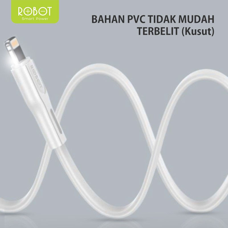 ROBOT Kabel Data USB LIGHTNING RDL100S COMPATIBLE BUAT HP iPhone iPad 1M Data Cable - Garansi