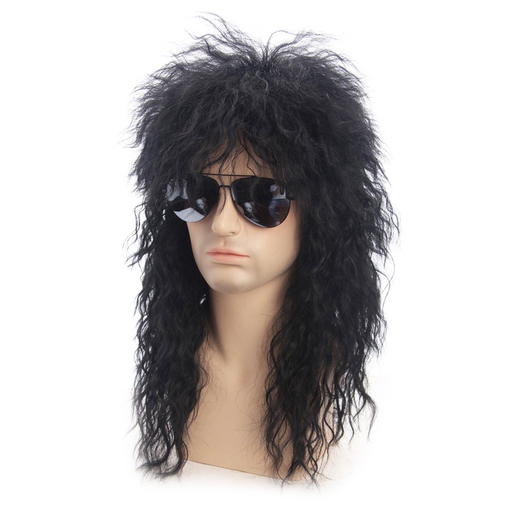 Wig Punk Heavy Metal Rocker Curly Long Wig Hairpiece