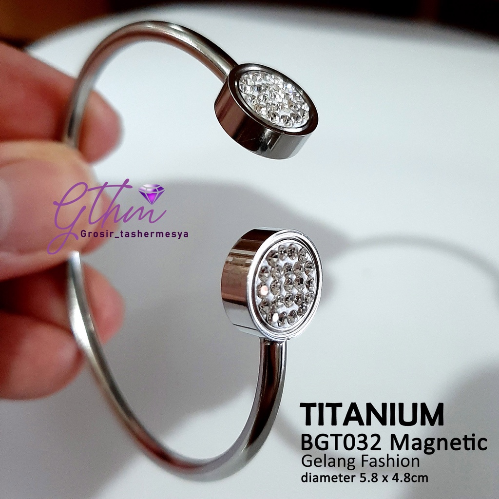 gelang tangan wanita Titanium BVL Diamond Perhiasan Fashion import Premium Anti Karat Model Cuff Simple BGT029