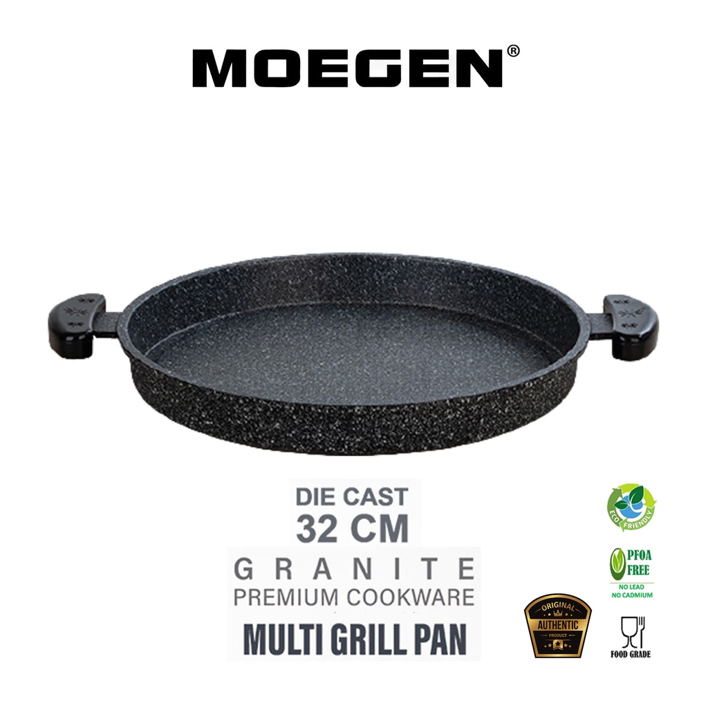 ORIGINAL MOEGEN Germany multi grill bulgogi pizza roaster bbq crepe barbeque pan 32cm granite series Tanpa Tutup Kaca